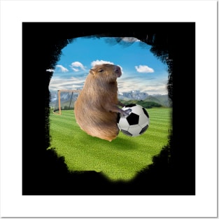 Capybara Playing Soccer Football Posters and Art